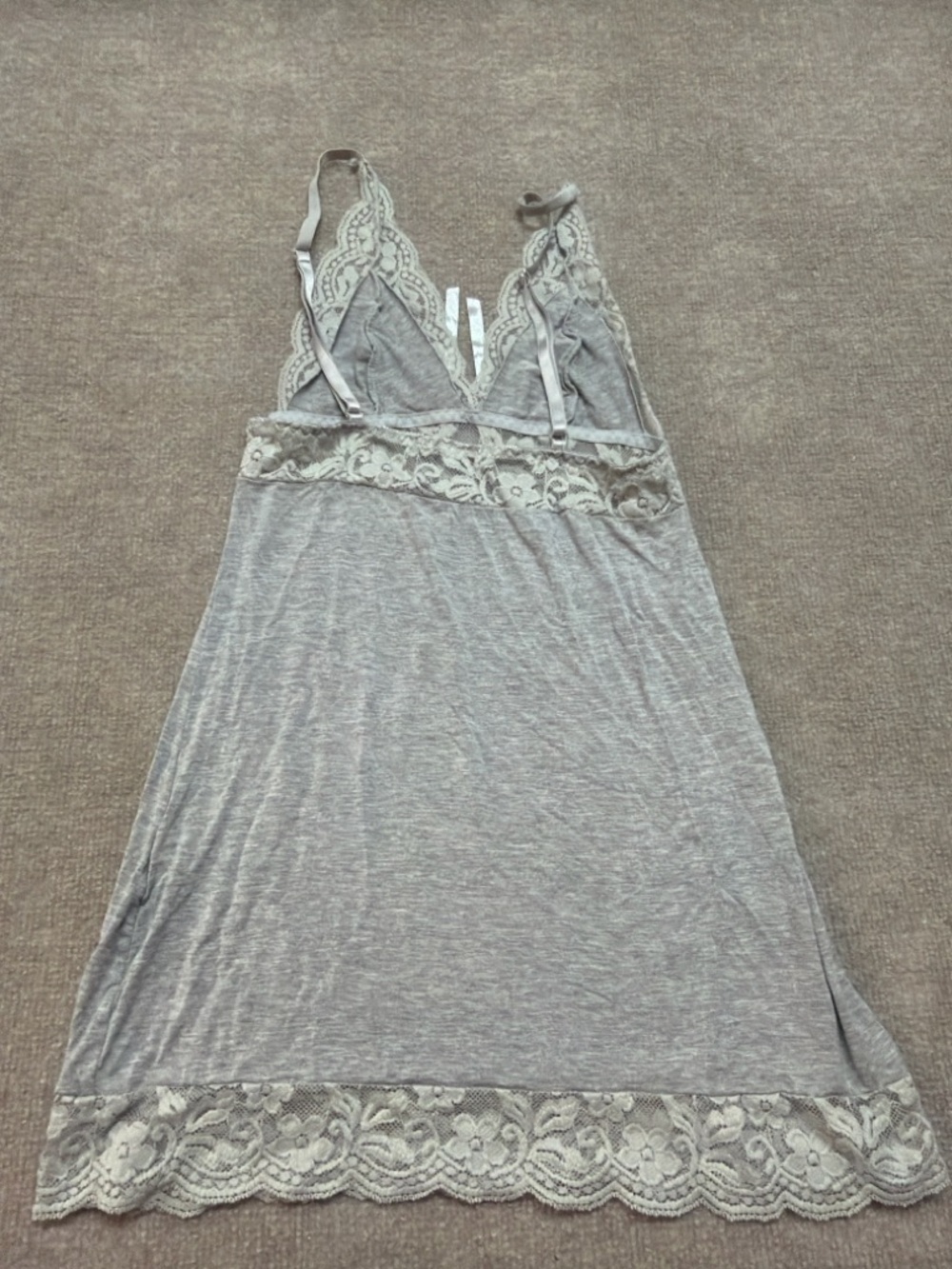 Lace-Trim Gray Women's Nightdress - Picture 3 of 4